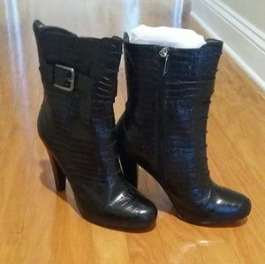 Talbots Crocodile Leather Mid Calf Boots